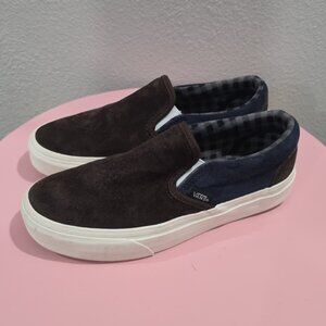 Vans Classic Slip-On Shoes - Navy/Black Suede - Like New!